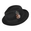 Unisex Classic Wool Felt Fedora with Feather - European & American Style