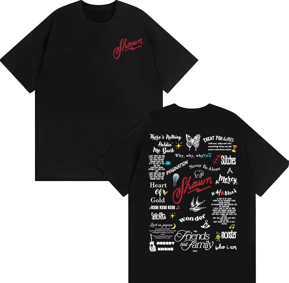 Shawn Mendes Album Tour Printed T Shirts for Men Casual Pure Cotton Fashion Tshirt Man Vintage Hip Hop Pop Music T Shirt