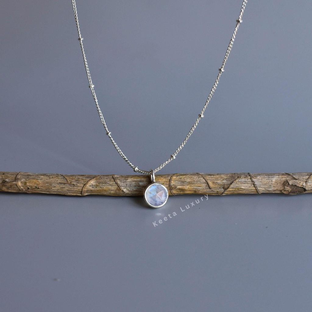 Natural Rose cut Moonstone necklace 14k Gold jewelry for women faceted cut rainbow moonstone Healing crystal office wear celestial pendant