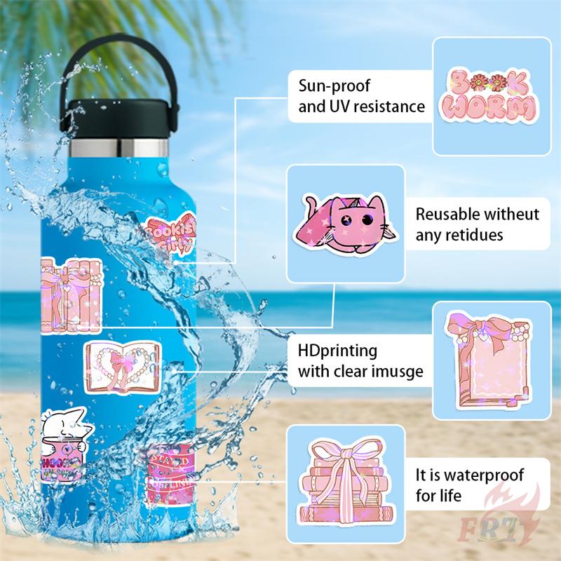 50Pcs/100Pcs Pink Reading Shiny Stickers DIY Fashion Waterproof Doodle Decals Stickers