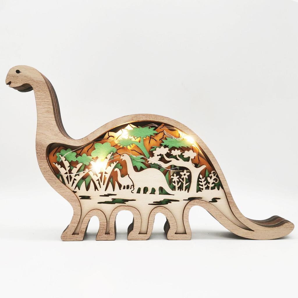 2025 New Nordic Style Creative Wooden Carving Ocean Forest Animals with Lighting Wood Crafts Ornaments Home Accessories