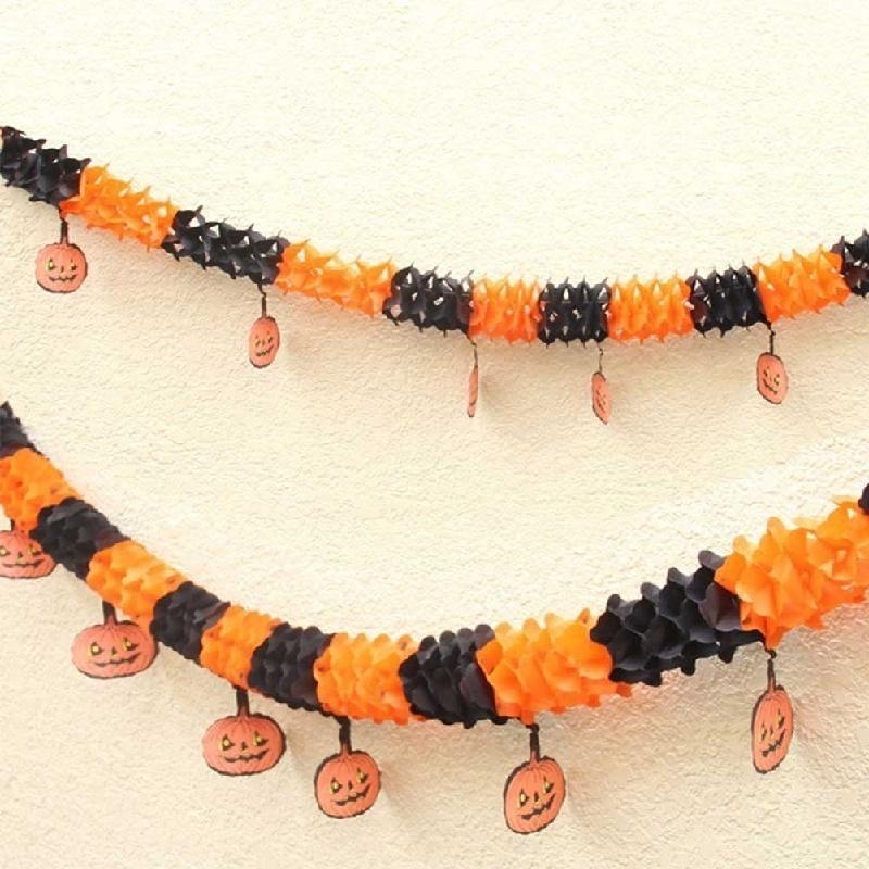 Guirlande Sorcière Effrayante Citrouille Décoration en papier Halloween Accessoire Maison Hantée
