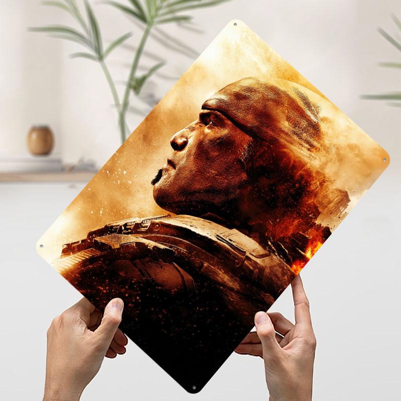 Gears of War Character James Dominic JD Tin Plaque Poster Customized Wall Art Retro Vintage Metal Signs for Man Cave Wand Deko