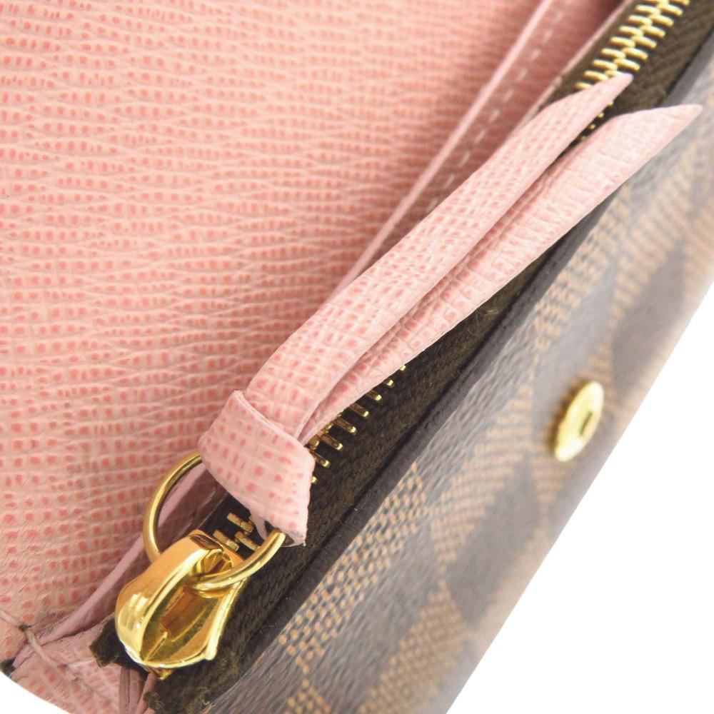Used AUTHENTIC LOUIS VUITTON N64423 Damier Portomone Rosary coin purse Rose valerine