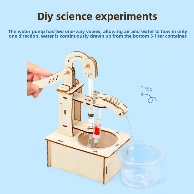 Simulated Wooden Pumping Water Machine Assembly Model Children Puzzle Toy Set For Learning