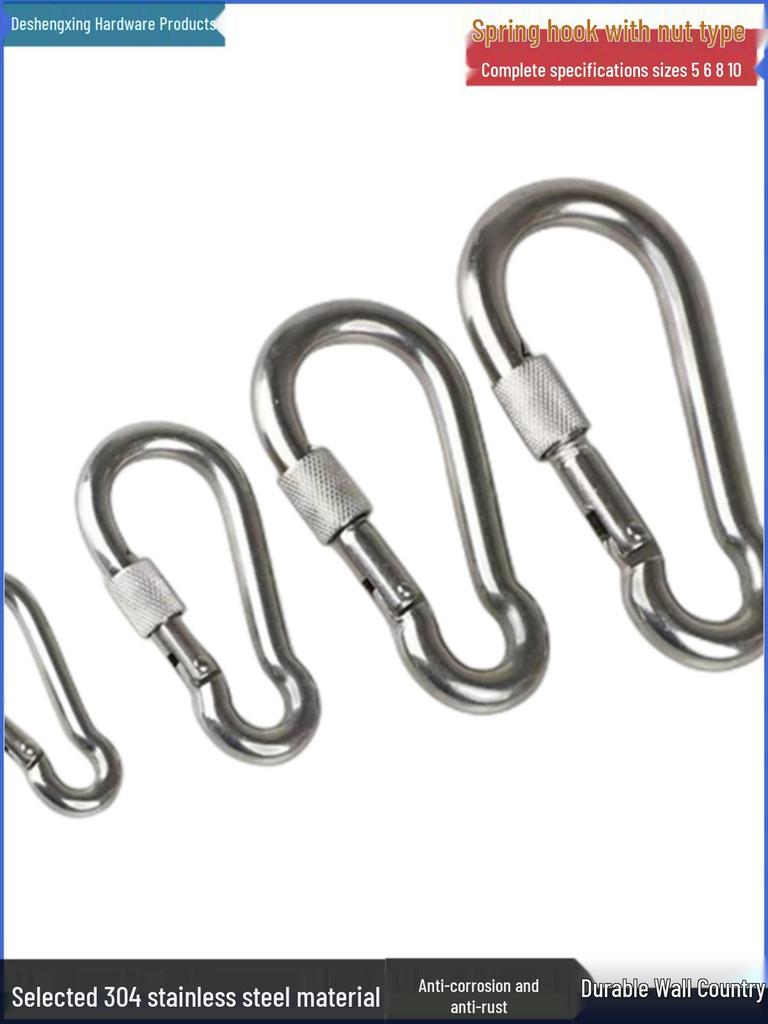 304 Edelstahl Karabinerhaken mit Schloss & Buchse für Schlüsselanhänger/Hundeleine