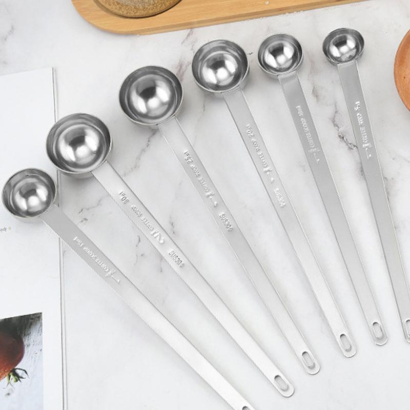 Linguriță de cafea cu mâner lung din oțel inoxidabil 201, lingură de măsurare pentru lapte și cafea măcinată, potrivită pentru recipientul de cafea