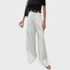 Women's High-Waisted White Commuter Pants: European & American Style, Versatile Casual, Loose Fit, Floor-Length Trousers.