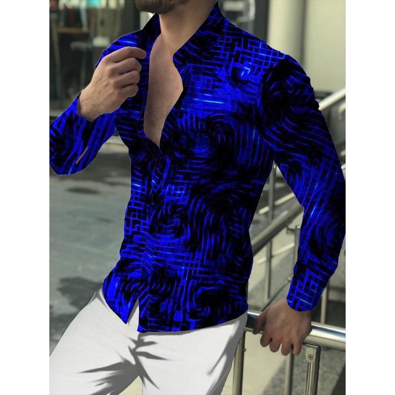 Herren Mode Design Neues Anzug Revers Langarm Hemd Lässig Bequem Hohe Qualität Outdoor Sport Karomuster Geometrisch Herren Oberteile