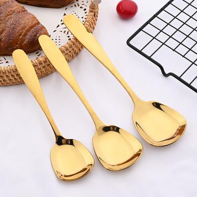 Oro di Alta Qualità In Acciaio Inox 18/10 3 Formati Cucchiai Piatti Set di Stoviglie Per Zuppa Mescolando Cucchiaio Posate Accessori Da Cucina