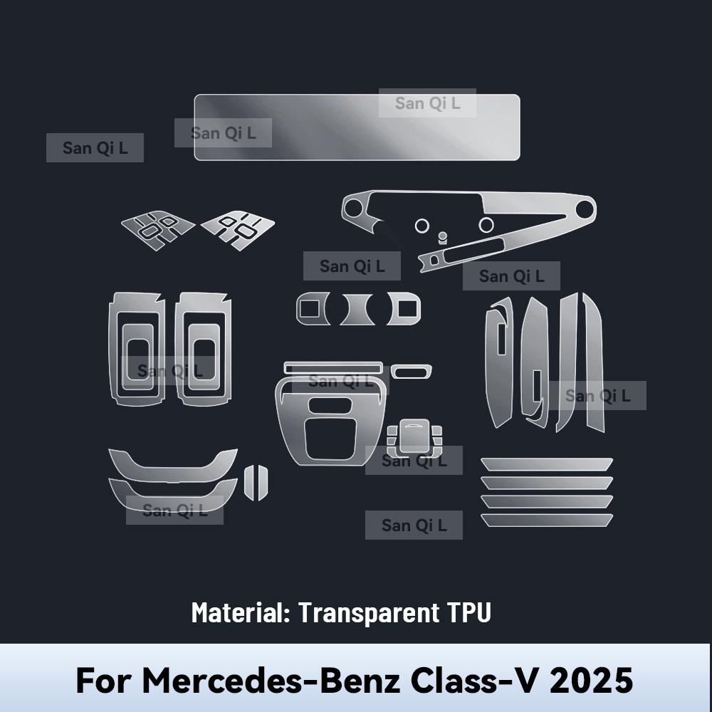For Mercedes Benz V Class 2025 Car Navigation Screen Film Gearbox Protective Sticker Anti-scratch TPU Interior Accessories