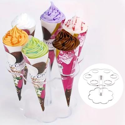 1PC Ice Cream Stand Convenience Store Acrylic Holder Display Rack DIY Transparent Organized Egg Cone Desktop Sundries Accessories