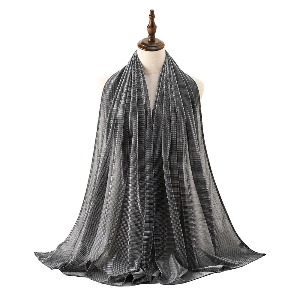 Women Glitter Shimmer Cloth Hijab Plain Soft Breathable Thin Crepe Crinkle Hijabs