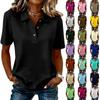 Women's Fashion Casual Lapel Short Sleeve Color Shirt Women's Button Up Tops