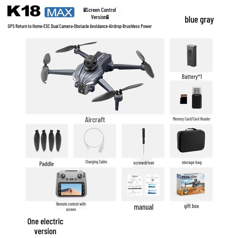 K18 MAX Drone: Brushless Motor, Screen Controller, HD Aerial Photography, GPS Intelligent Positioning
