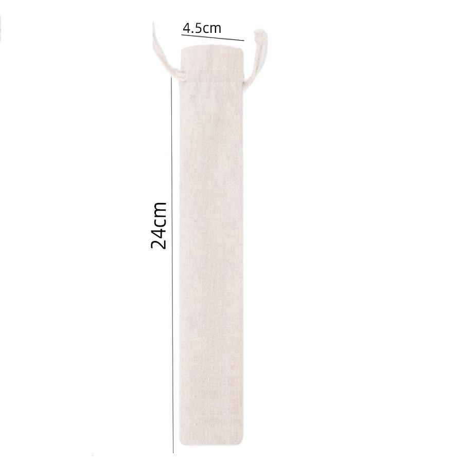 Stainless Steel Cutlery Drawstring Bag - Velvet/Cotton & Linen, Ready for Logo.