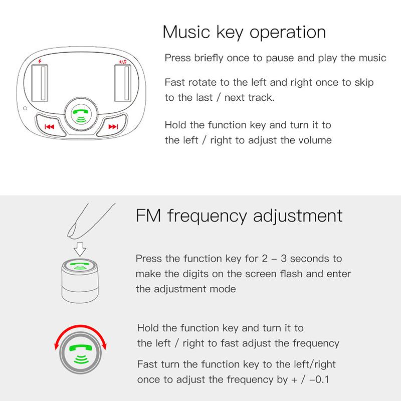 Trasmettitore FM Bluetooth Kit vivavoce per auto 3.4A Doppio USB Lettore audio MP3 Caricatore per auto Modulatore FM