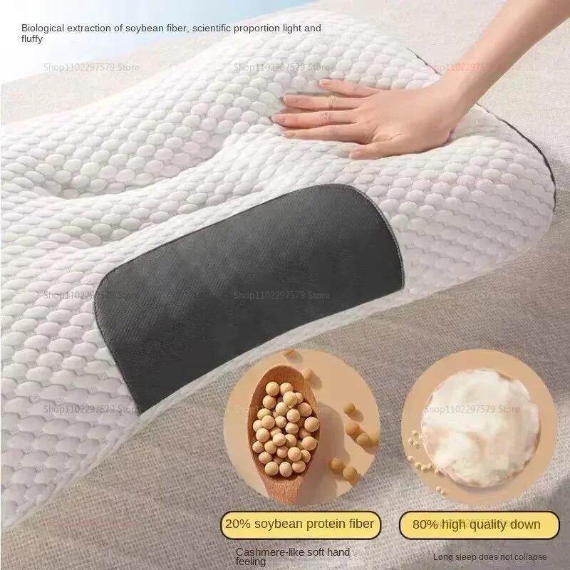 Cervical Orthopedic Neck Pillow for Better Sleep Spa Massage Soybean Fiber Neck Support Cushion Household Pillow for Neck Pain