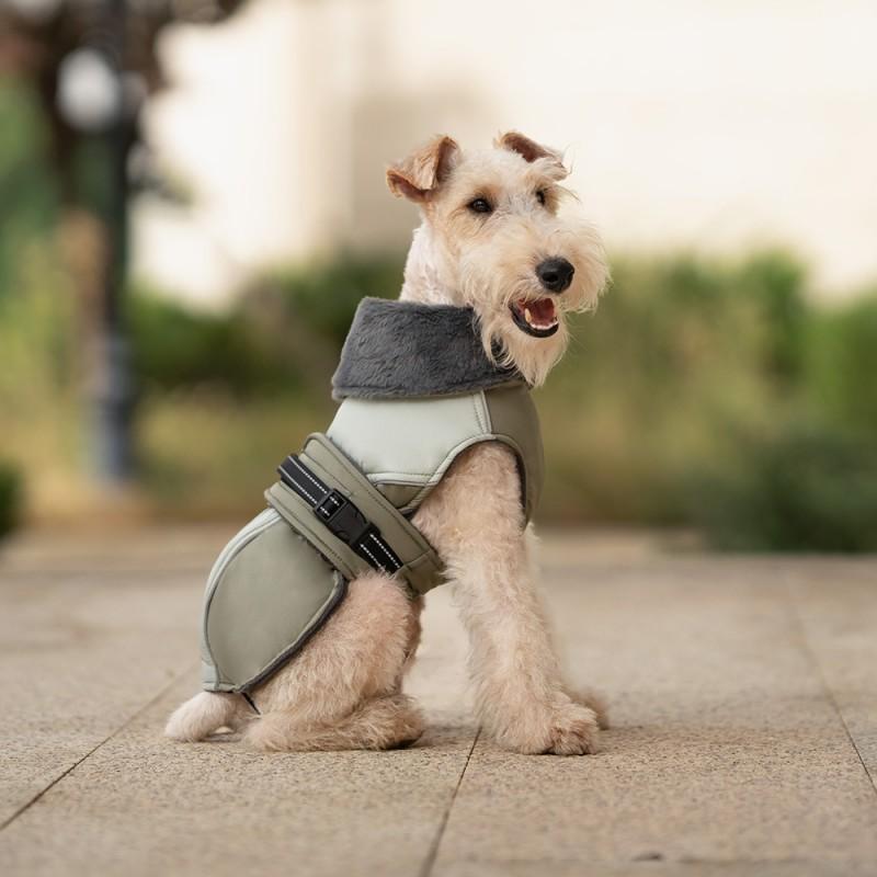 Warme Winter Hundejacke mit hohem Kragen, schmal geschnitten, mit Fleece gefüttert, Haustier-Oberbekleidung für die kalte Jahreszeit