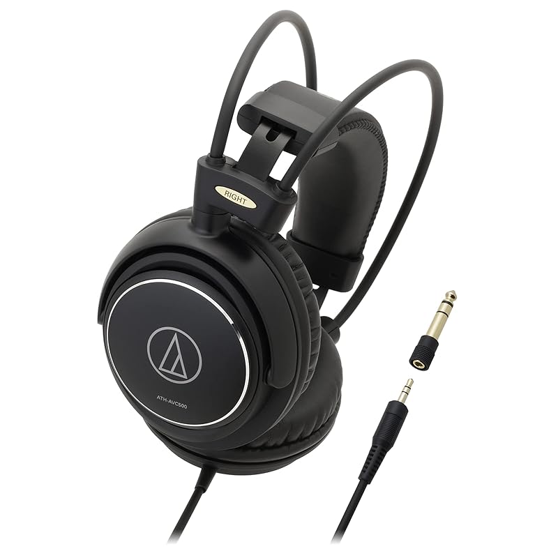 

Audio-Technica ATH-AVC500 Wired Headphones, 3m Cable, 6.3mm Standard/3.5mm Mini Connection, Black