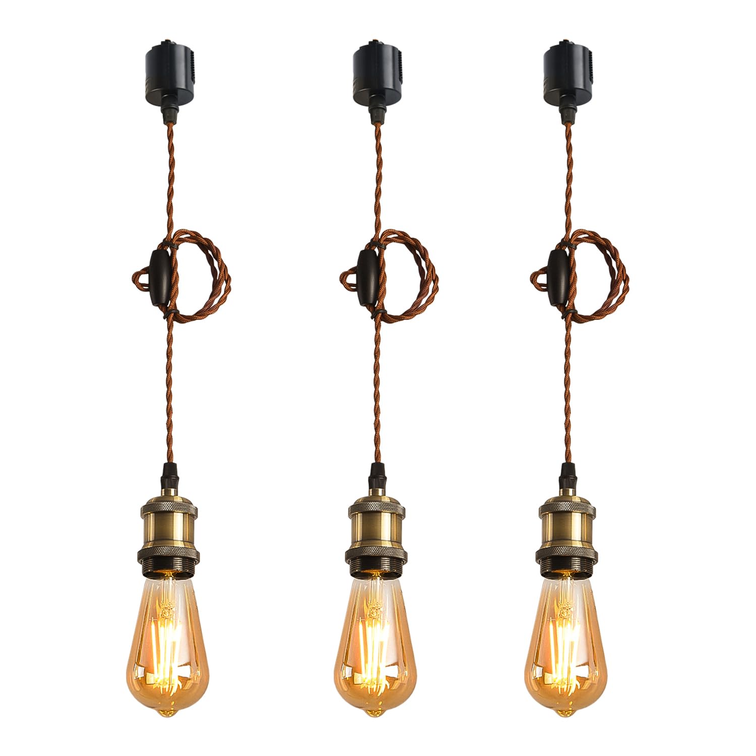 

Подвесной светильник LVWIT E26 со светодиодной лампой Эдисона 6 Вт, светильник для проводного шинопровода, потолочный подвесной светильник со шнуром 100 см, регулируемый по цвету