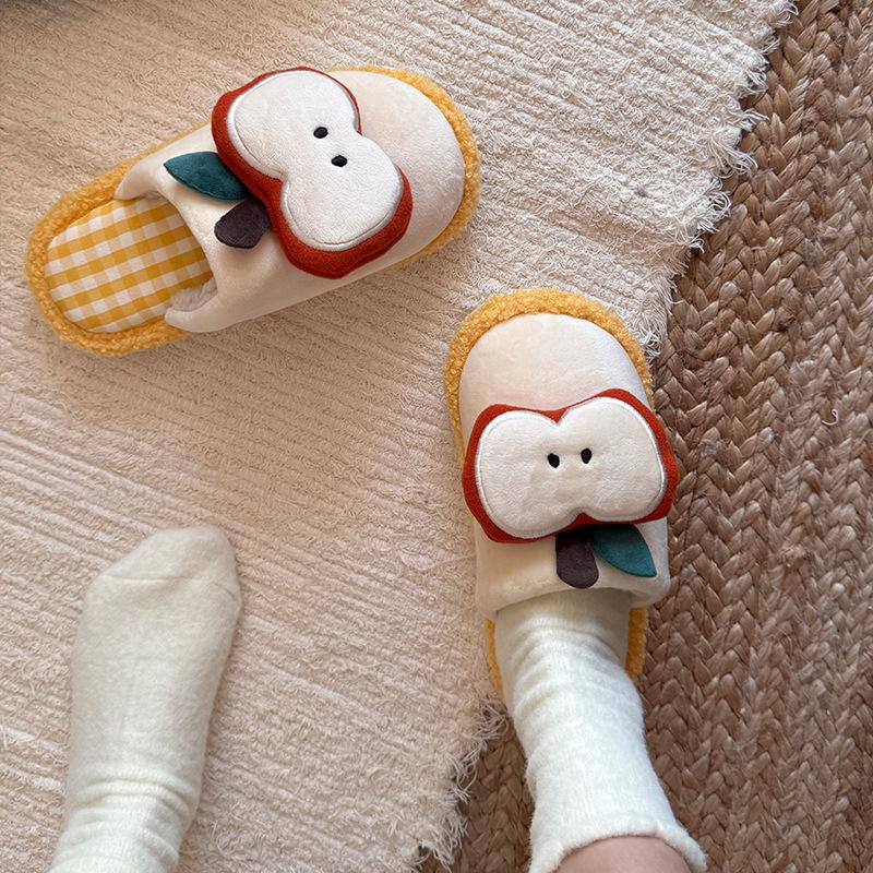Women's Winter Fashion Cute Apple Cotton Slippers