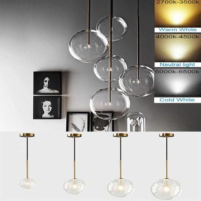 Nordic Minimalist Transparent Glass Ball Pendant Light for Bedroom or Bar