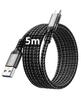 USB Type C USB A To USB C Fast 5Gbps Data Braided Prevents Compatible with iPhone iPad and Other Android 5m Gray Cable, 3.2, 3A/60W, Charging,