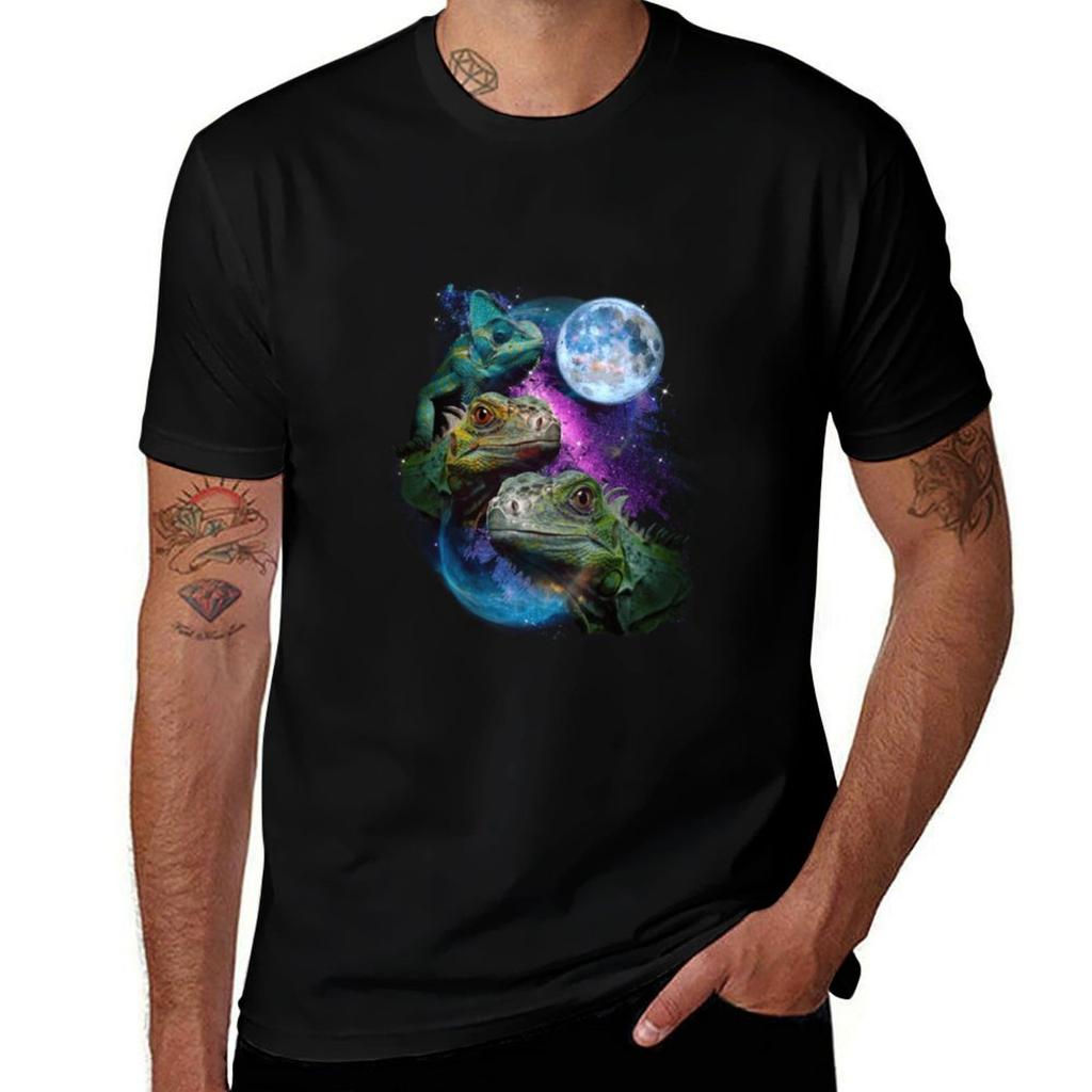 3 Moon Iguana Funny Reptile Lizard Animal Lovers Tshirt Comfortable Basic Crew Neck Tee Tshirt