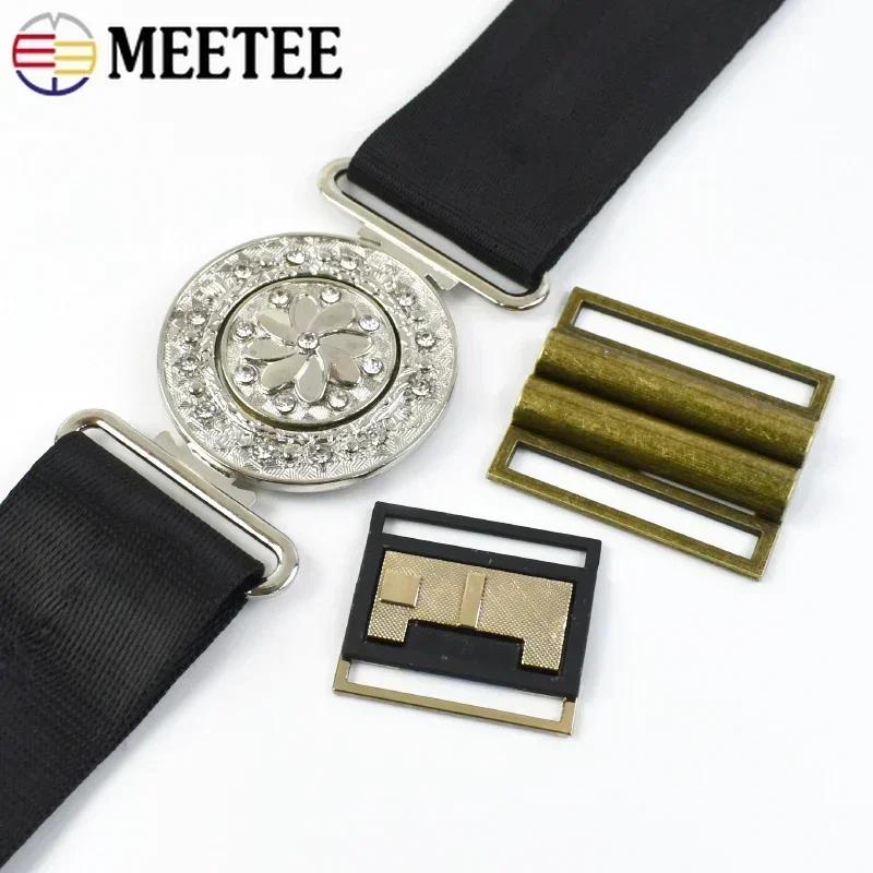Meetee 1/2/4/5Pcs 30-60mm Metal Waist Belt Buckle Ribbon Band Adjust Clasp Coat Down Jacket Belts Decor Hook Buckles Accessories