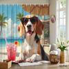 Cute Dog Beach Tropical Shower Curtain Waterproof Polyester Bathroom Decor Summer Tropical Coastal Pet Lover Home Accent