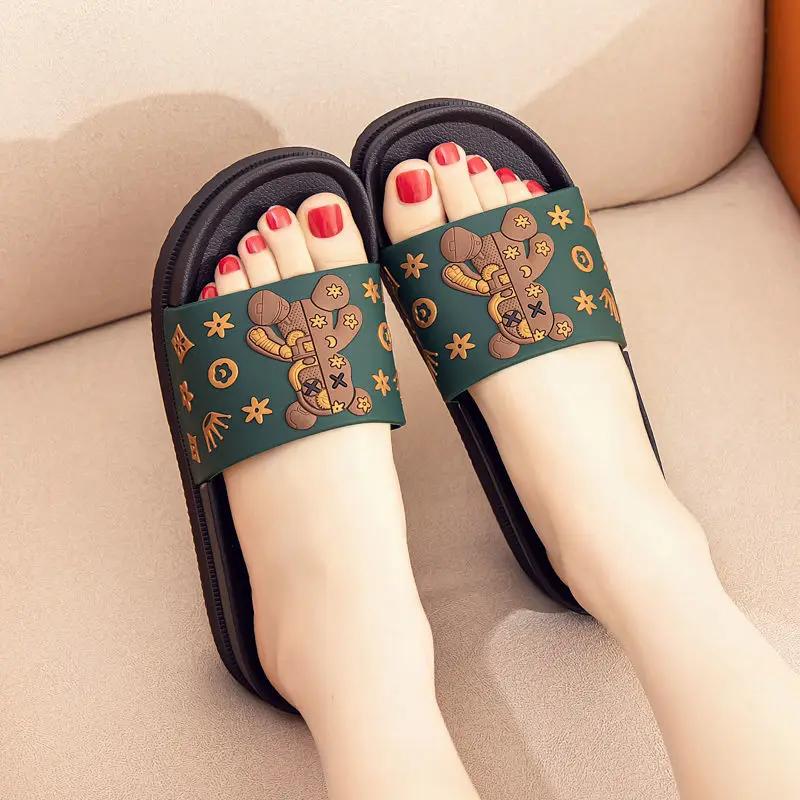 Fashion Shoes for Women Bathroom Cartoon Indoor Open Toe Cute House Woman Slippers Platform Anime Home Slides Sandals Y Natural Skin Eva