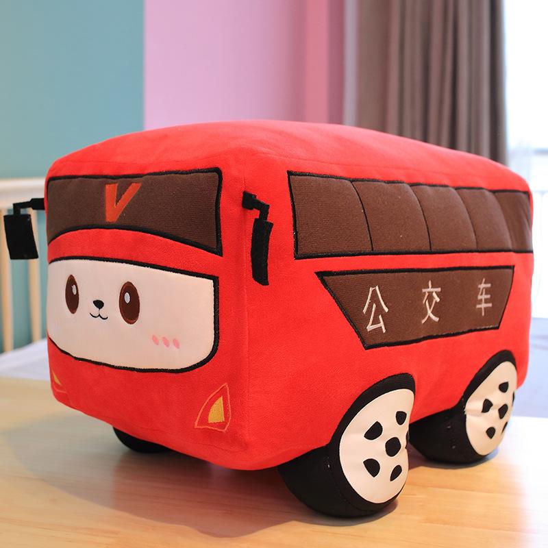 Cartoon Simulation Car Bus Police Car Throw Pillow Plush Toy Children Soothing Doll Rag Doll Birthday Gift