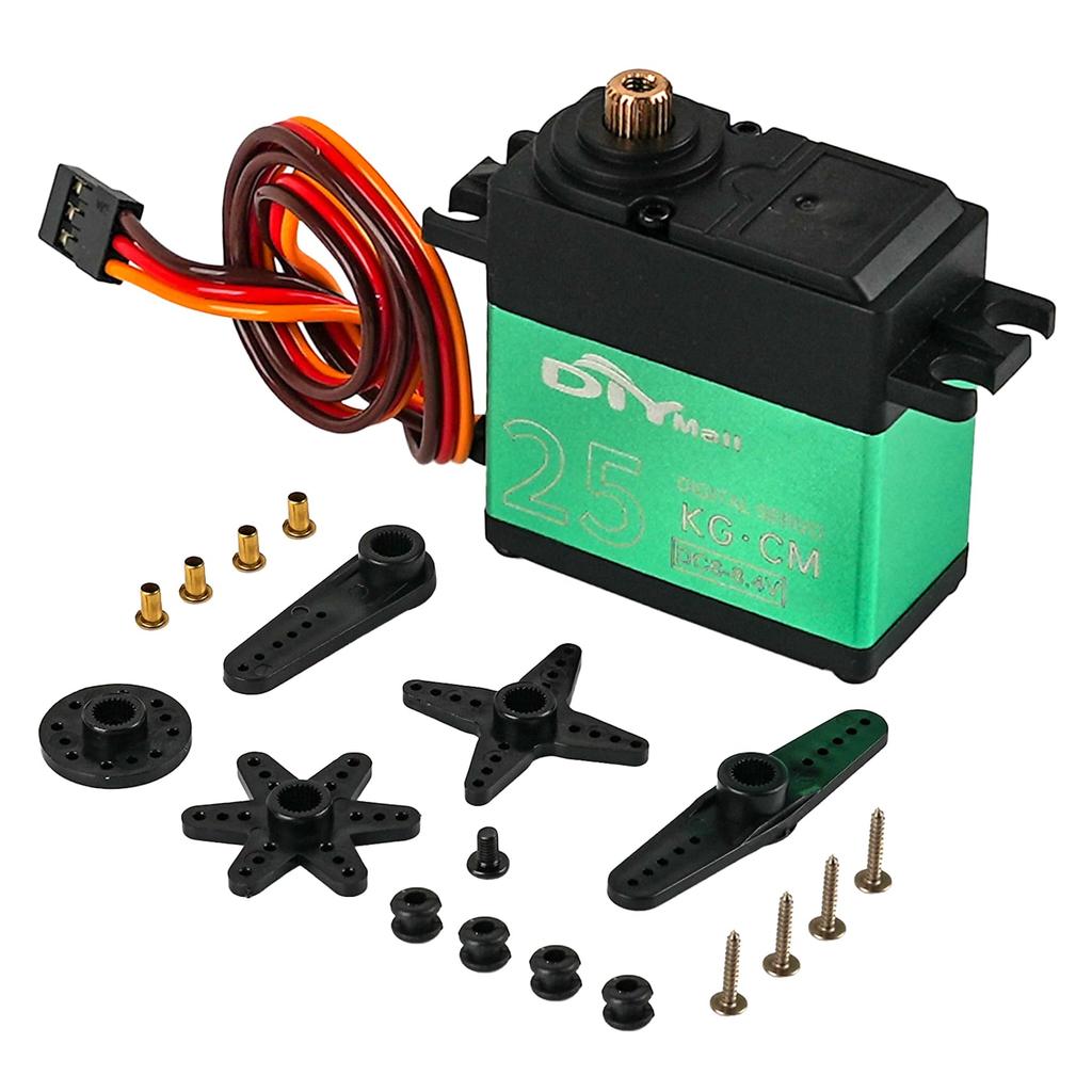 DIYmall TD-8825MG Digital Servo, 25kg, High Torque, 360° Continuous Rotation, Angle Controllable, 500-2500usec, Metal Gear, for RC Robots, Gimbals,