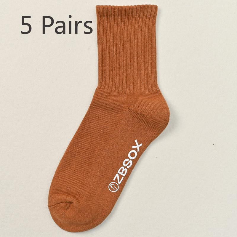 5 Pairs of Men's Autumn and Winter Cotton Thick and Velvet Warm Wool Ring Anti Pilling Tube Socks