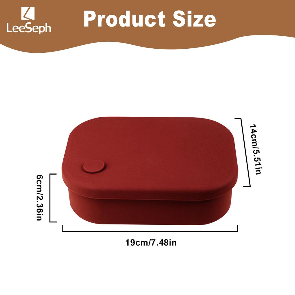 Leeseph Bento Box Lunch Box Portable Silicone lunch Box with 4 Compartment, Reusable Microwave Oven Heating Lunch Box, Best Gift