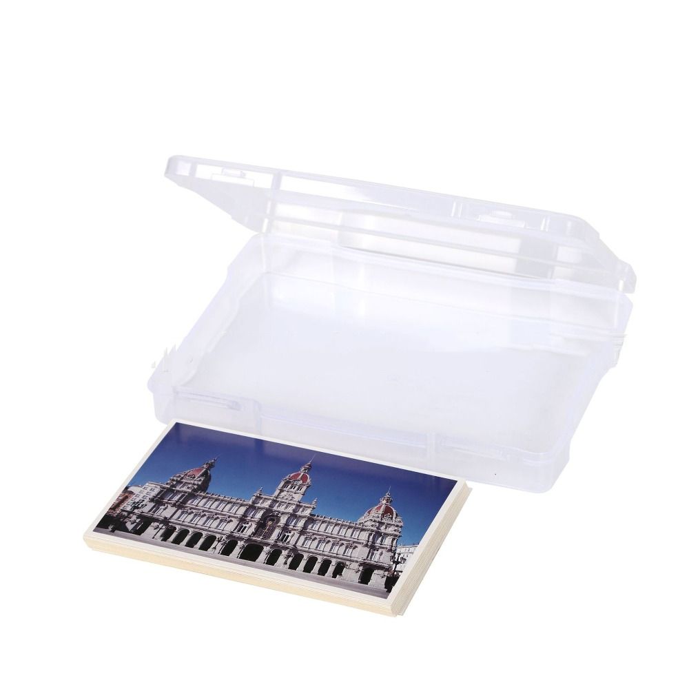 Transparent Photo Storage Boxes with 6 Inner Photo Cases Greeting Card Storage Box  Stickers