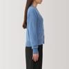 MUJI Washable Wool Sax Size XS Women's Mid-Gauge V-Neck Cardigan, BA1P5A4A, Blue,