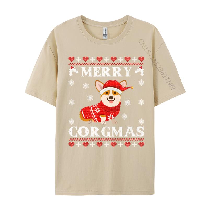 Corgi Dog Merry Corgmas Santa Corgi Ugly Christmas Sweater Cotton T-Shirt Leisure Tees Tops Clothes Camisas