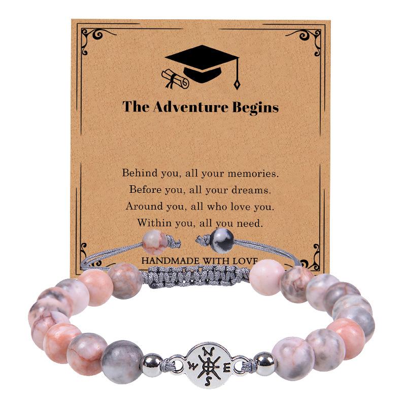 Creative Natural Stone Compass Bracelet Tiger Eye Stone Black Magnet Bead Bracelet Weaving Graduation Season Gift