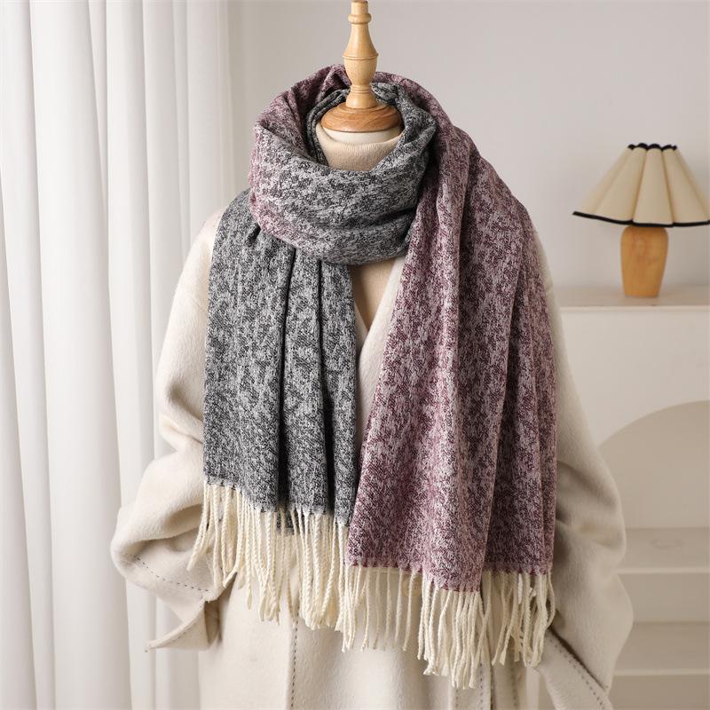 Elegant Cashmere Scarf for Women Breathable & Warm, Windproof, Non-Stretch, Perfect for Autumn & Winter, Large Thick Plaid Wrap for Going Out