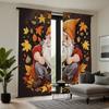 2pcsHD Santa Claus Autumn Maple Leaf Decorative Curtain Black Tie Digital Printed Curtain Home Decoration Style Decorate Liv