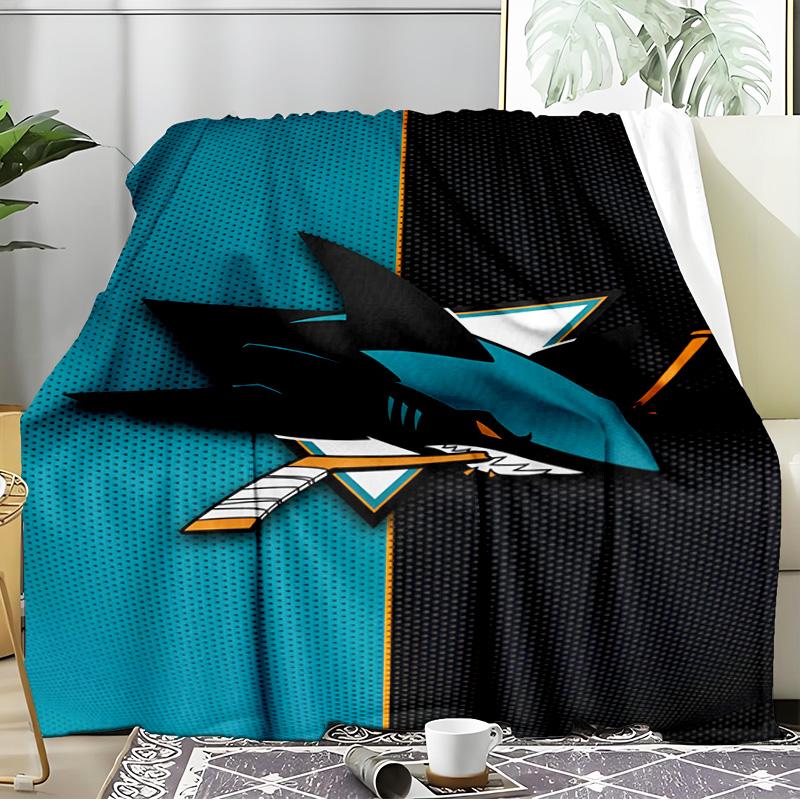 San-Jose Sharks Hockey Blanket Flannel Throw for Sofa, Indoor, Camping, Living Room, Office, Chair, And Bed Soft Birthday Gift