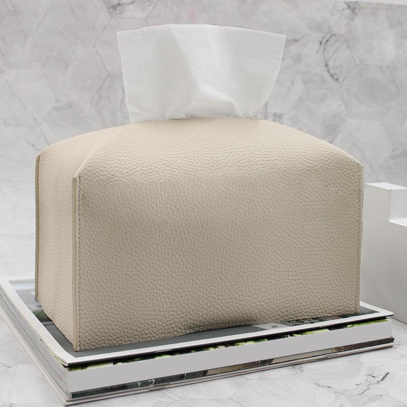 

Tissue Box Cover Refined Leather Foldable Tissue Box Holder - Decorative HolderOrganizer for Bathroom Vanity Countertop