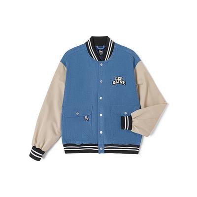 Letter Logo Pattern Single-Breasted Long Sleeve Baseball Jacket Unisex Jackets Blue LUT0054303HH00FA03970