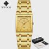 WWOOR Top Brand Luxury Steel Strap Business Quartz Watch Men Casual Waterproof Sports Watch