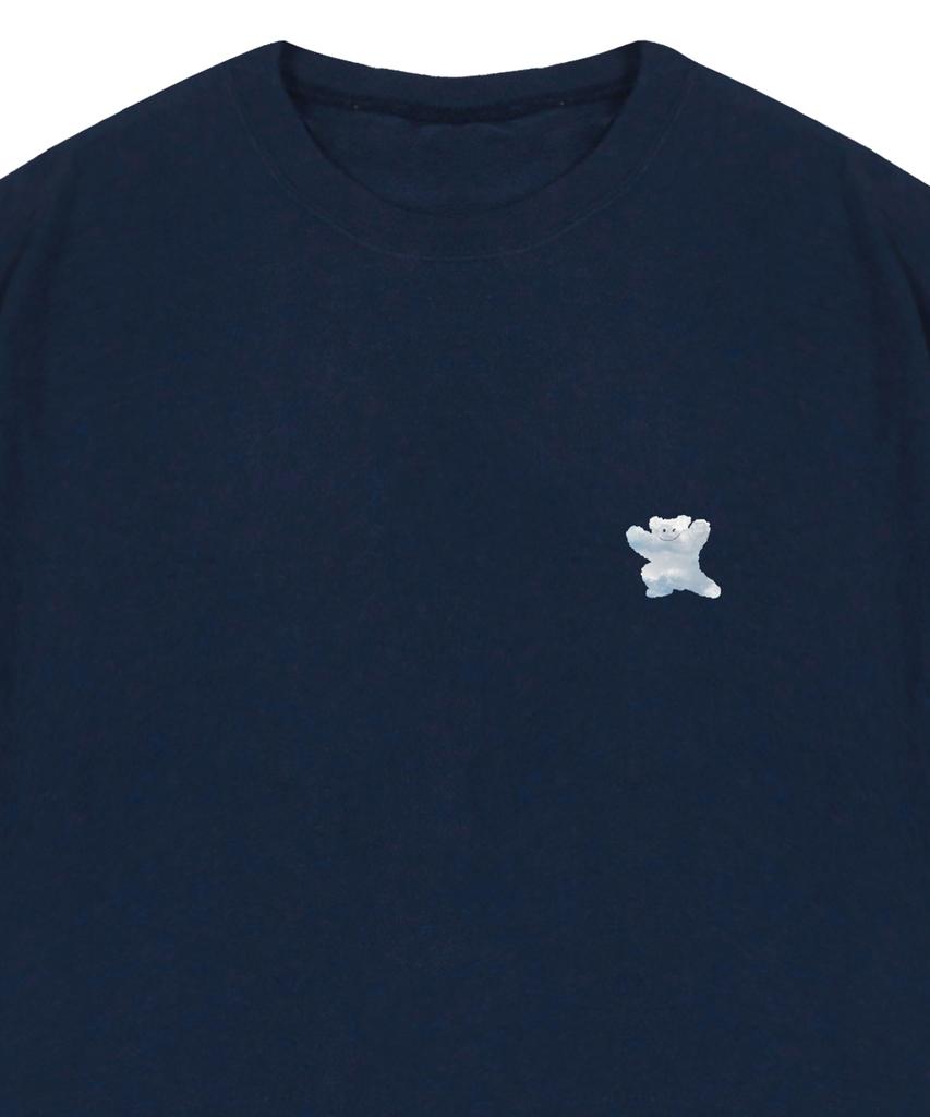 GRAVER [Unisex] Small Cloud Bear Smile Short Sleeve T-Shirt_Navy