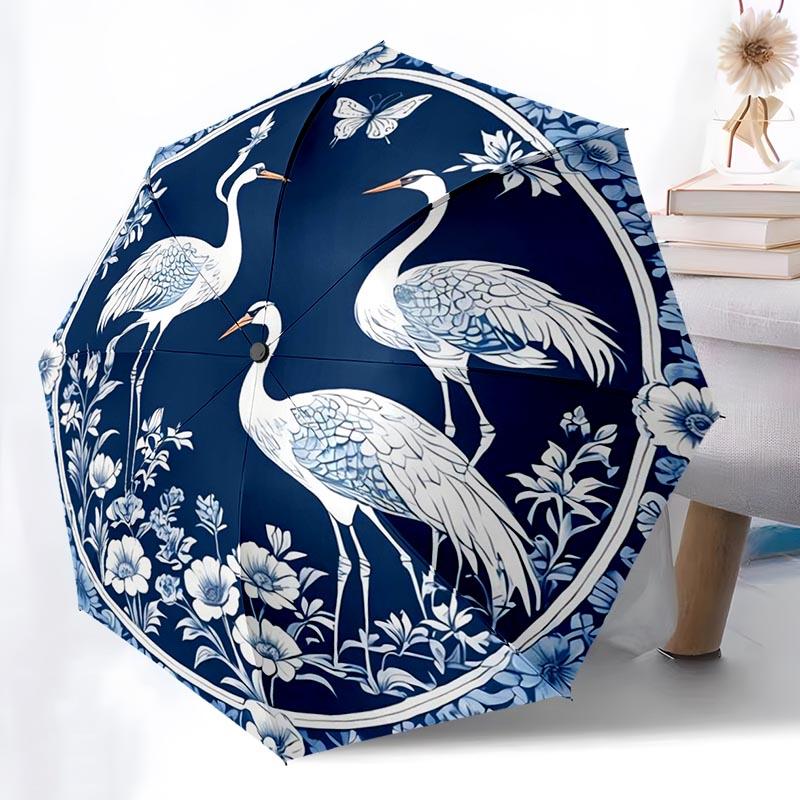 Flamingo Pattern Folding Umbrella Fashion Auto-Open 8 Iron Ribs Plastic Handle Foldable Sunshade Perfect Christmas Gifts