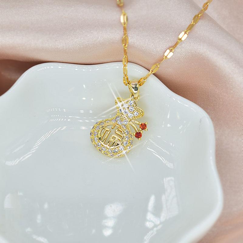 Hollow Money Bag Necklace Women'S Simple And Versatile Temperament Style Street Auction Style Personality Temperament Single Product Necklace