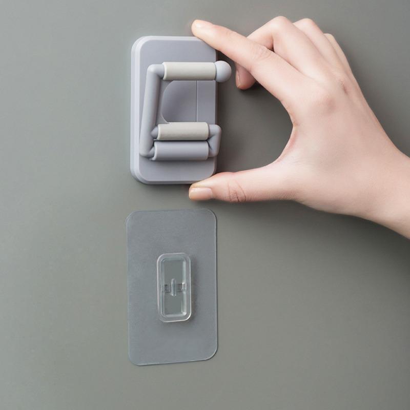 Wall-mounted No-hole Hook Mop Clip Multi-functional Folding White Storage Hook Seamless Mop and Broom